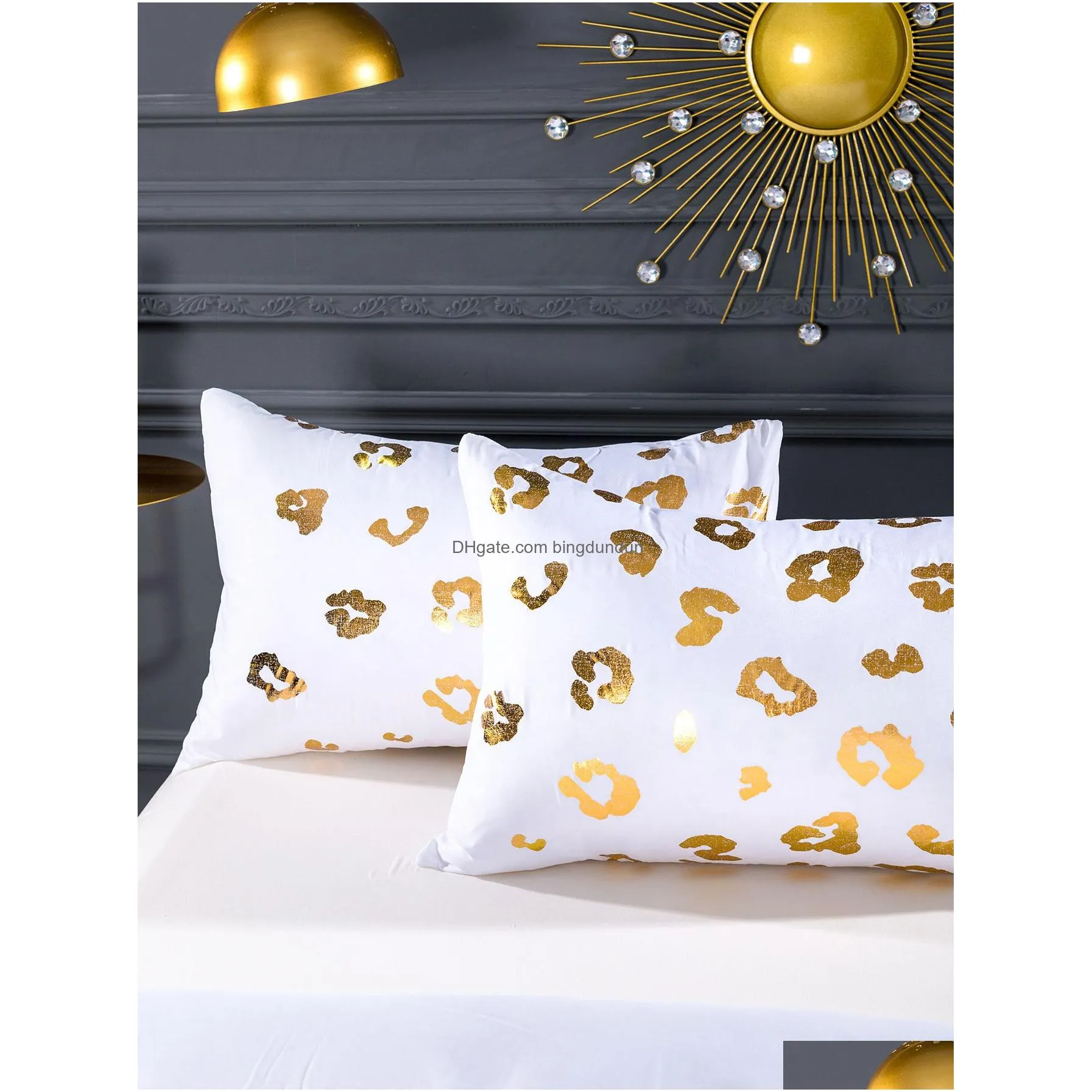 Bedding sets White Luxury European Royal Gold Embroidery Set 3D Duvet Cover Bed Sheet Single Double Queen Size Bedspread Pillowcases