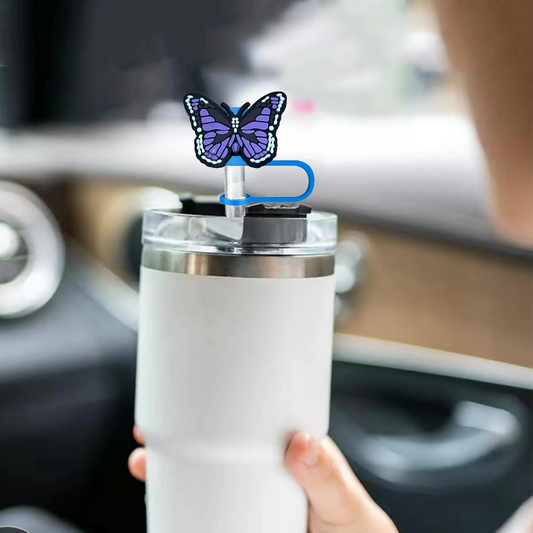 butterfly straw cover for  cups reusable silicone stopper topper tips tumbler accessories cute funny man woman gift