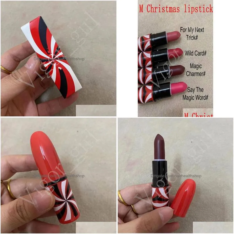 2022 Girl Beauty Cosmetics M Brand Christmas Lipstick Matte Lipsticks with Multi Color Long Lasting Waterproof High Quality3653024