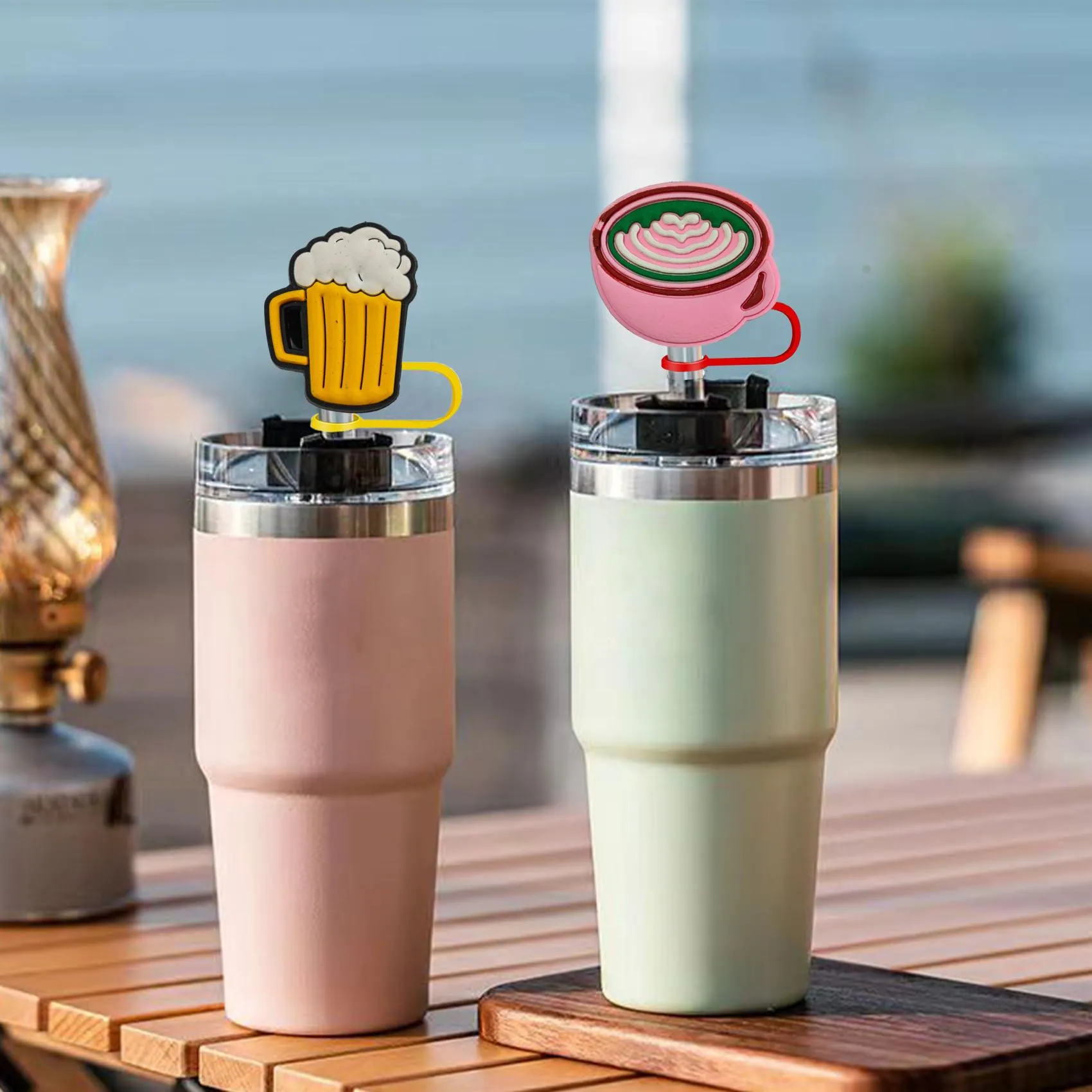 food straw cover for  cups silicone 30 40 oz tumbler dust-proof caps 40 water bottles reusable covers accessories 8mm cap cup 30
