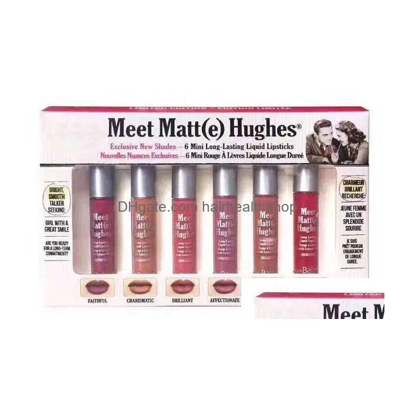 Makeup Matte Lip Gloss Meet Matte Hughes Mini set Long Lasting Liquid Lipstick with the Brand in stock 6pcsset9344538