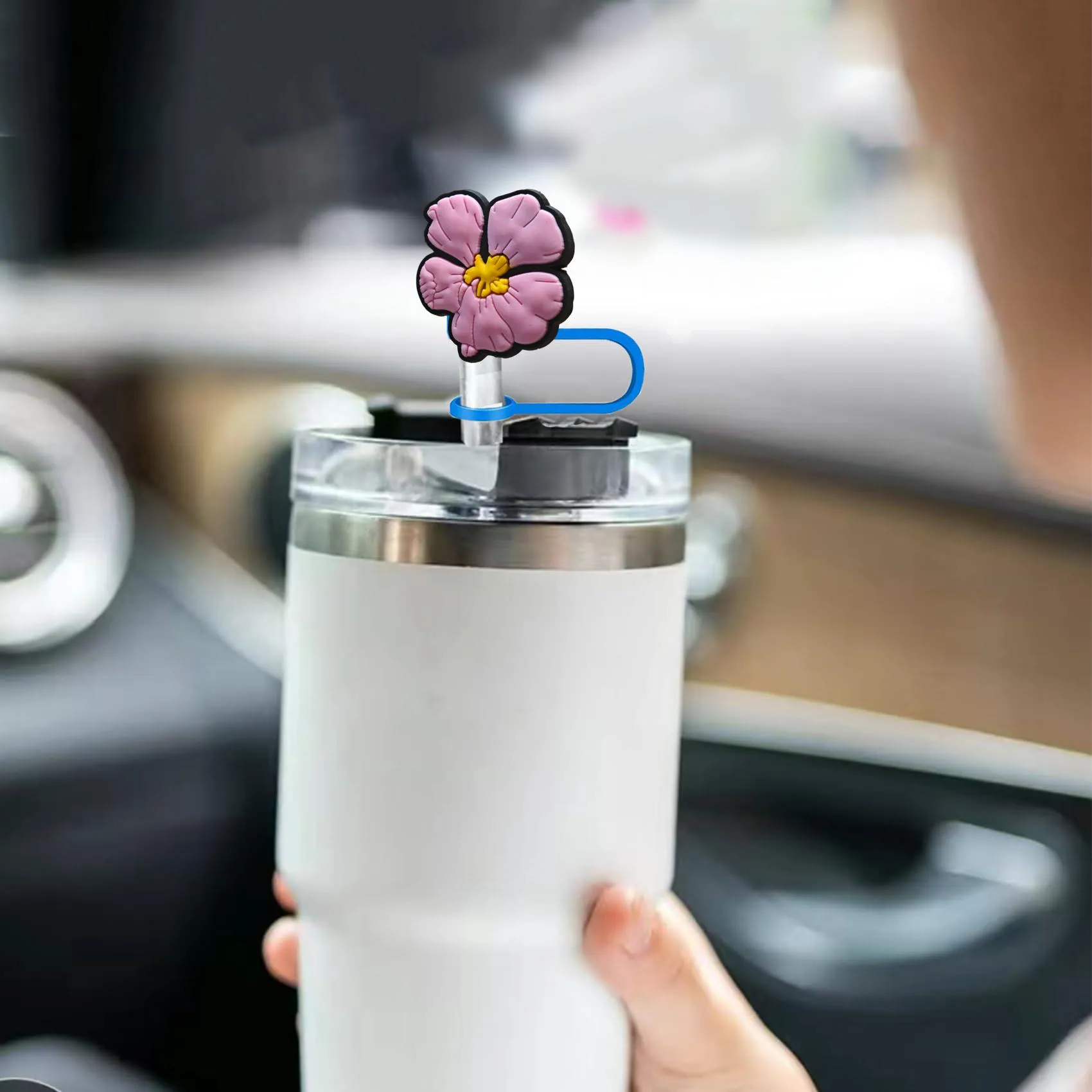 flower 2 11 straw cover for  cups drinking covers dust-proof protector topper reusable tips lids cap fit cup