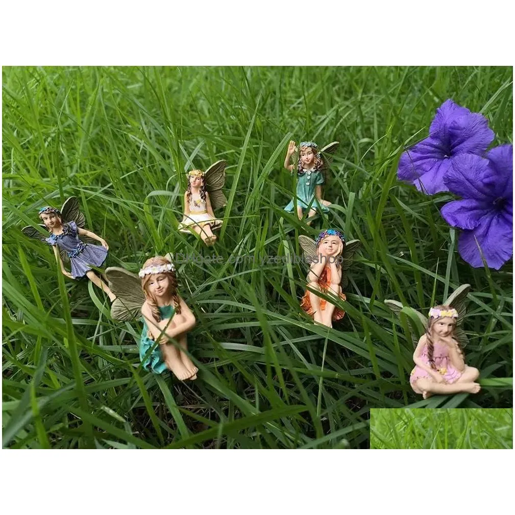 6pcs/lot fairy garden accessories outdoor indoor 6pcs miniature fairies figurines for pot plants and mini garden lawn decorations
