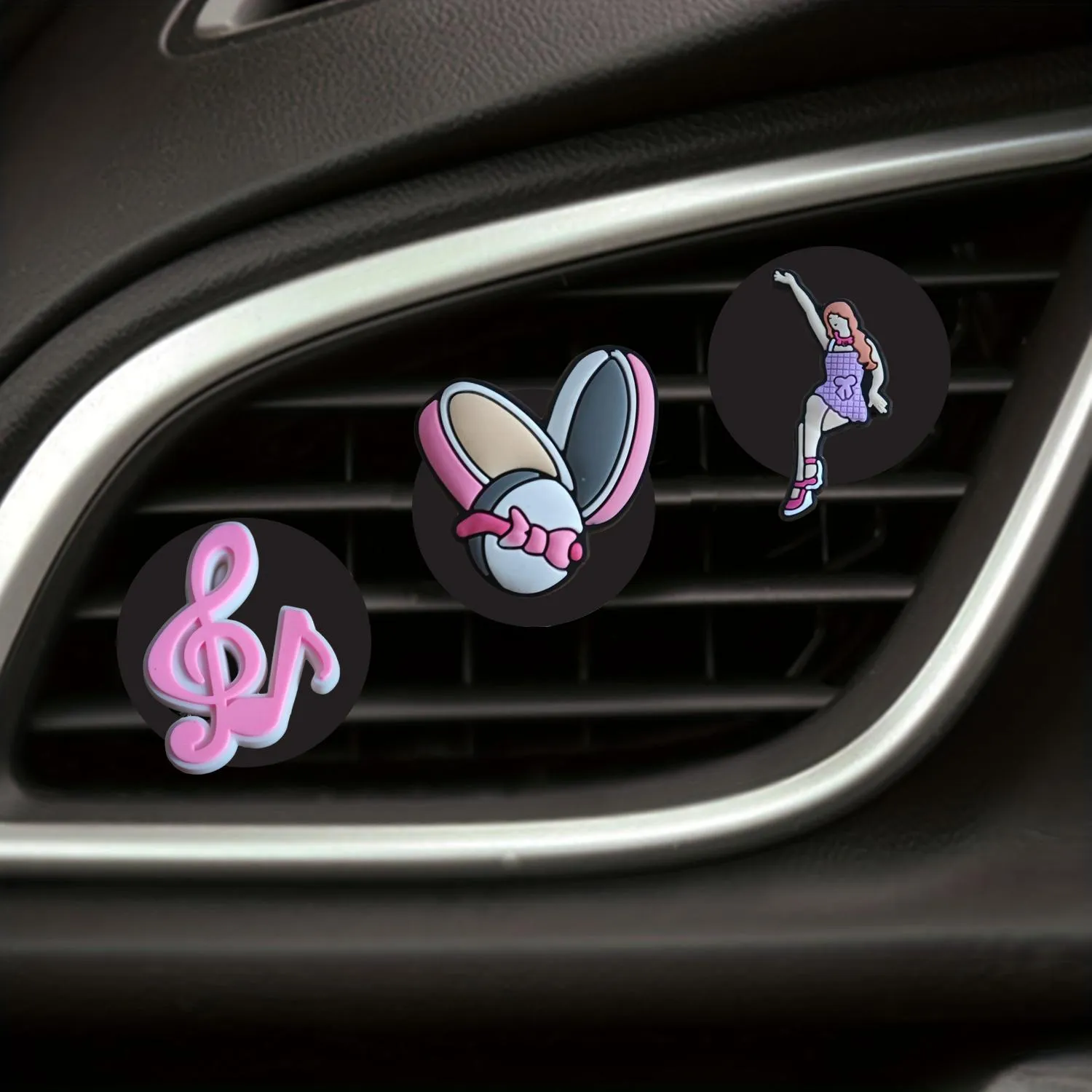 pink  26 cartoon car air vent clip outlet clips accessories for office home auto freshener perfume replacement conditioner