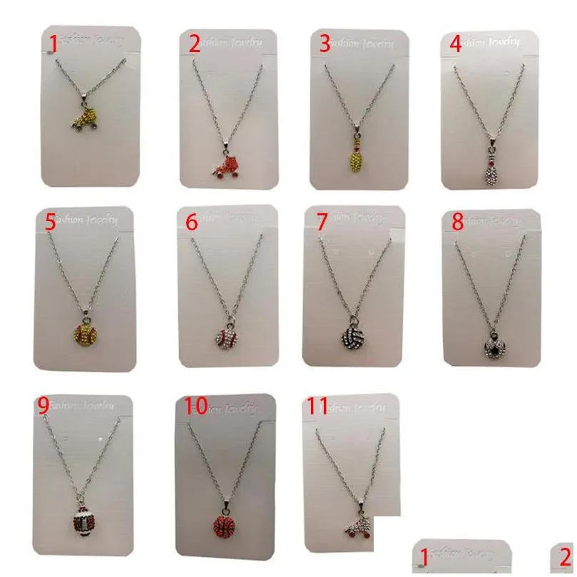 sports necklace party supplies promotion softball baseball football sport necklaces rhinestone crystal bling