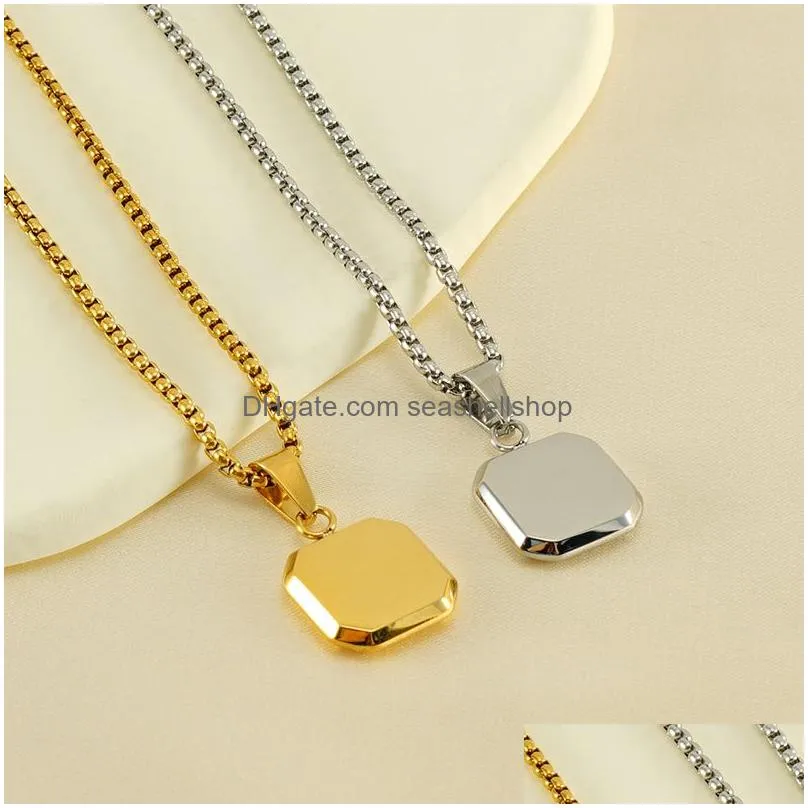 New Titanium Steel INS Style Necklace Net Red 18K Gold Stainless Steel Light Luxury Natural Gold Sand Pendant Men&Women