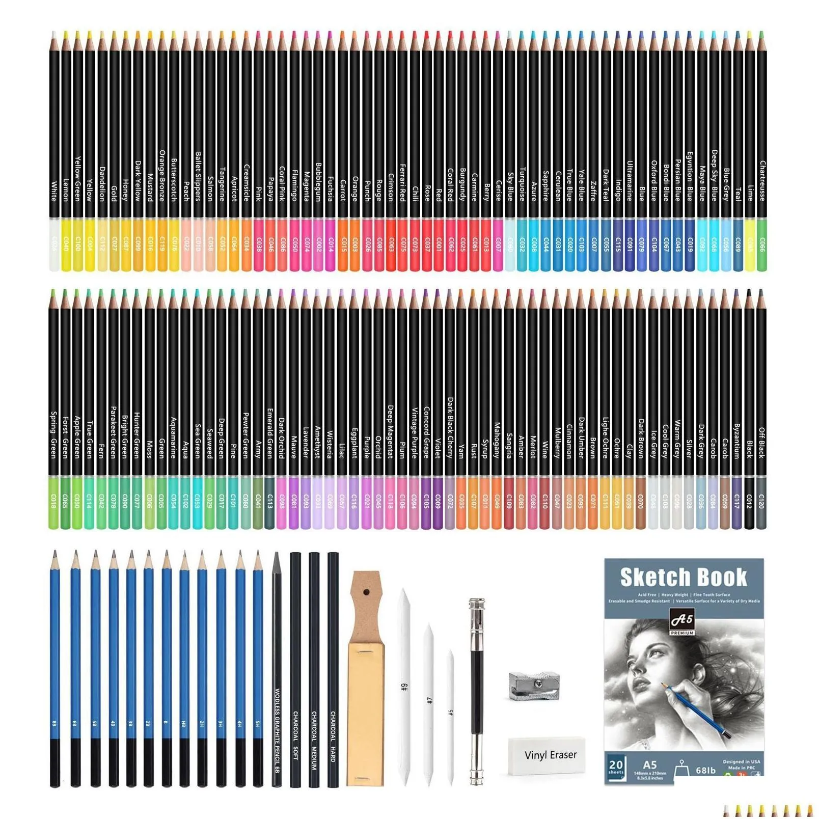 wholesale Pencil Bags 33517295144 Pcs Colored Pencils Set Drawing and Sketching Kit Art Tool Professional Supplies Kid Gift 230706