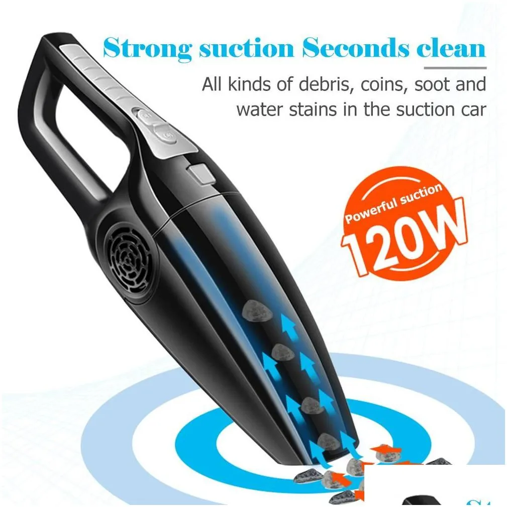 12V 120W Car Vacuum Cleaner Vehicle Specialty Tools Powerful Handheld Mini Vacuum Cleaners High Suction Portable Wet And Dry Dual-use Vacuum