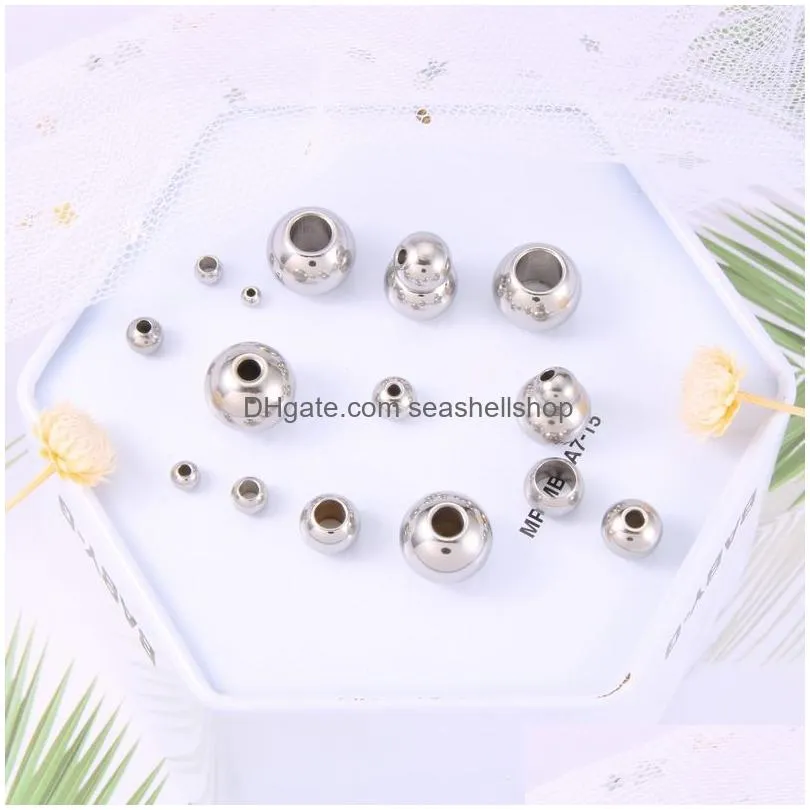 100 pieces 304 stainless steel through-hole steel balls with multiple specifications solid loose beads with holes string beads and round beads jewelry