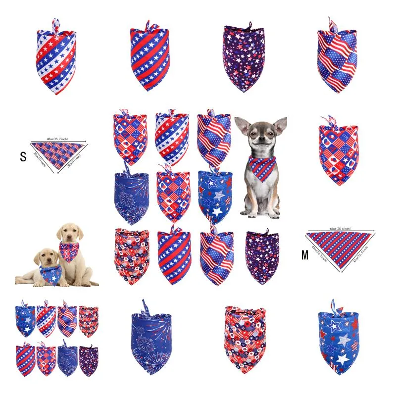 4th of july day dog bandanas patriotic dog bibs american flag pet costume adjustable dog cat independence day triangle scarf kerchief for small medium pet