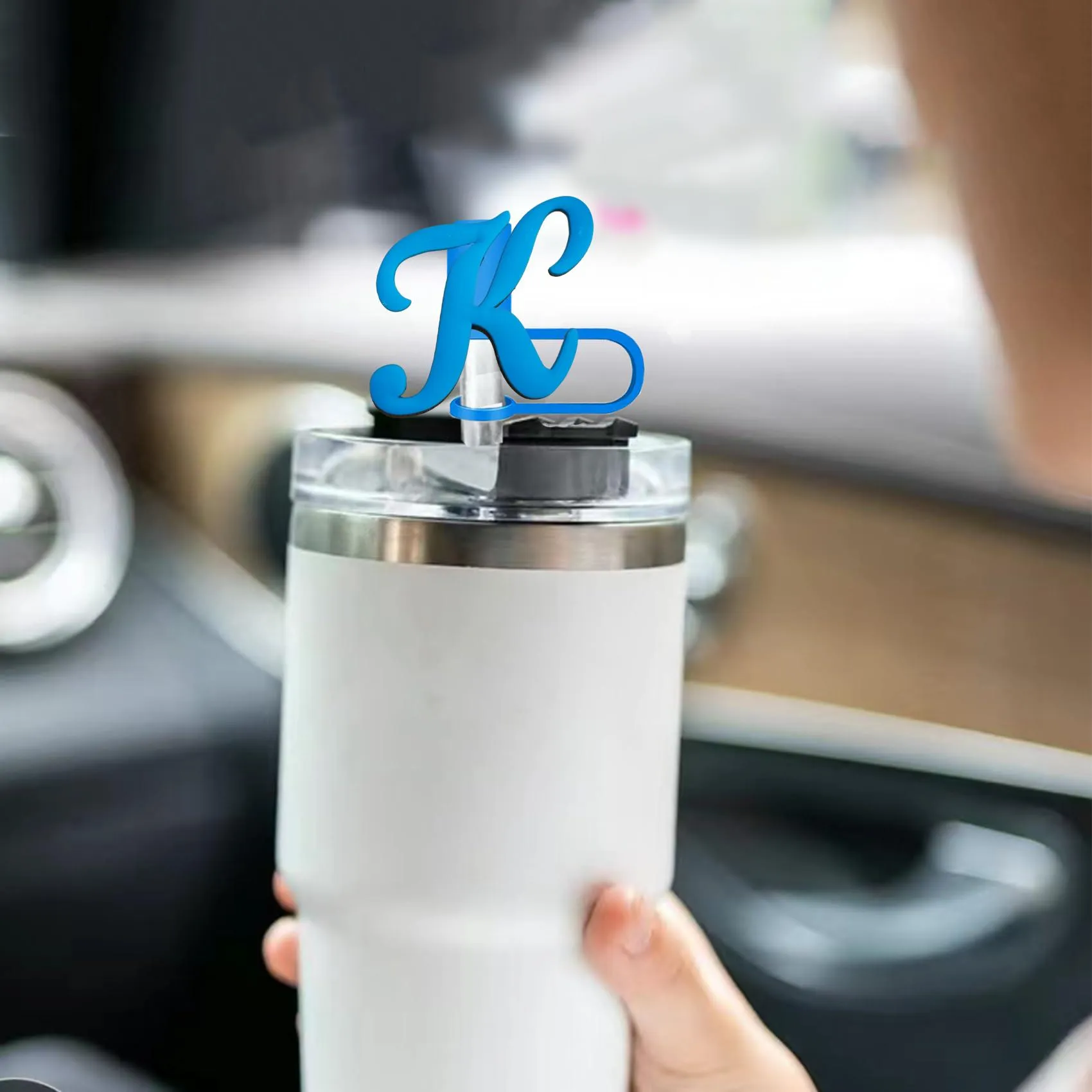 Cartoon Accessories Blue Large Letters St Er For Cups Drinking Cute Tips Reusable Sile Stopper Topper Tumbler Drop Delivery Otscr