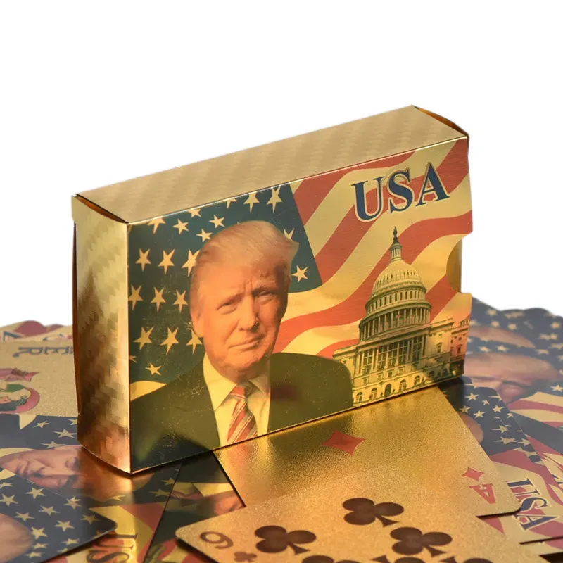 Trump Playing Cards Playing Cards Poker Game Waterproof Gold USA Pokers Party Favor
