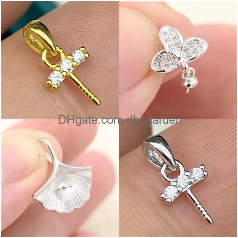 Jewelry Settings S925 Sier Pearl Pendant Mounts Necklace Accessories Diy Enamel Bat Drop Deliver Delivery Dhokn