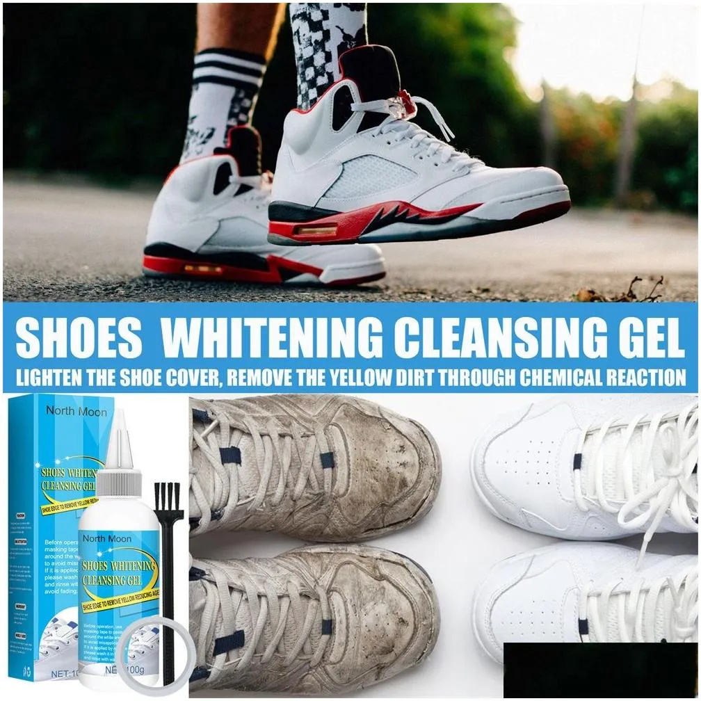 New 30/100ml White Shoes Cleaning Gel Clean Shoe Stain Whitening Cleansing Polish Foam Deoxidizer Gel For Sneaker Remove Yellow Edge