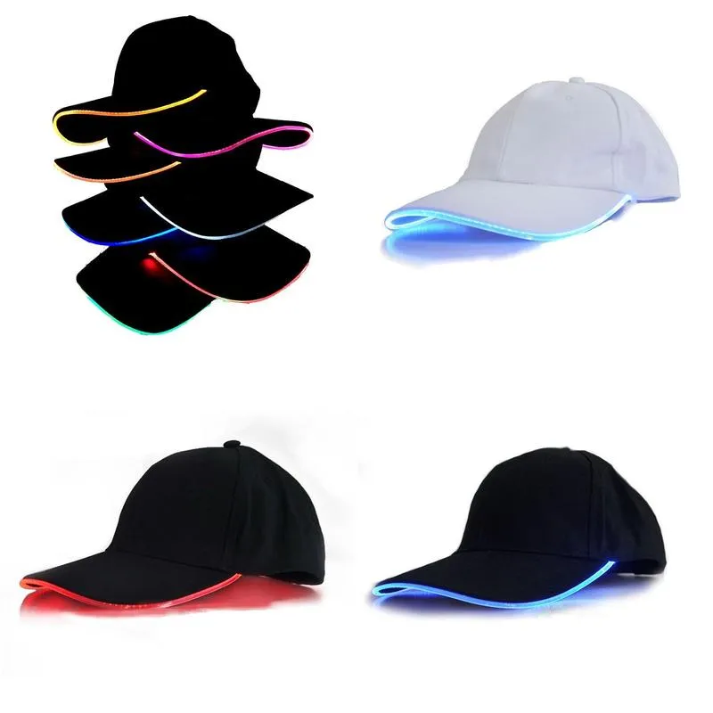 led light baseball cap pure cotton luminous bar decoration casual hat men and women outdoor peaked cap