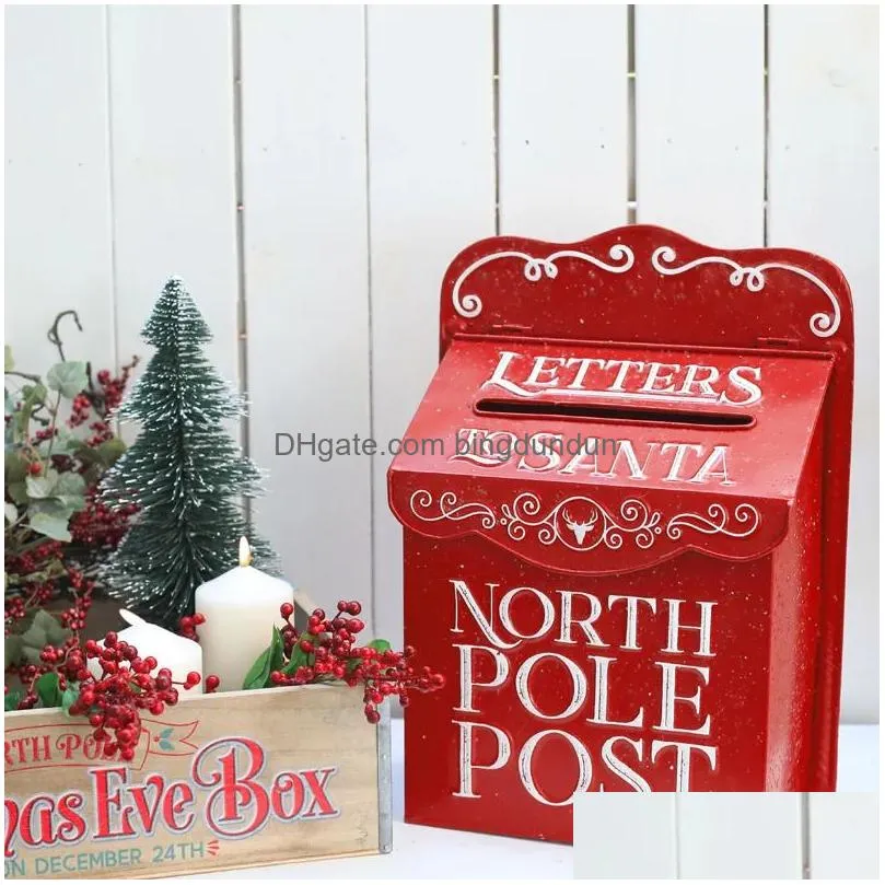 Garden Decorations Outdoor Metal Mailbox Christmas Leaving Message Post Box Wall Mounted Farmhouse Design North Pole 231124