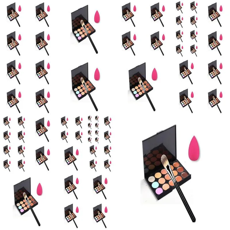Whole makeup set 15 Color Concealer Palette Makeup Brush Cute Pink Sponge Puff Makeup Contour Palette C151918978144