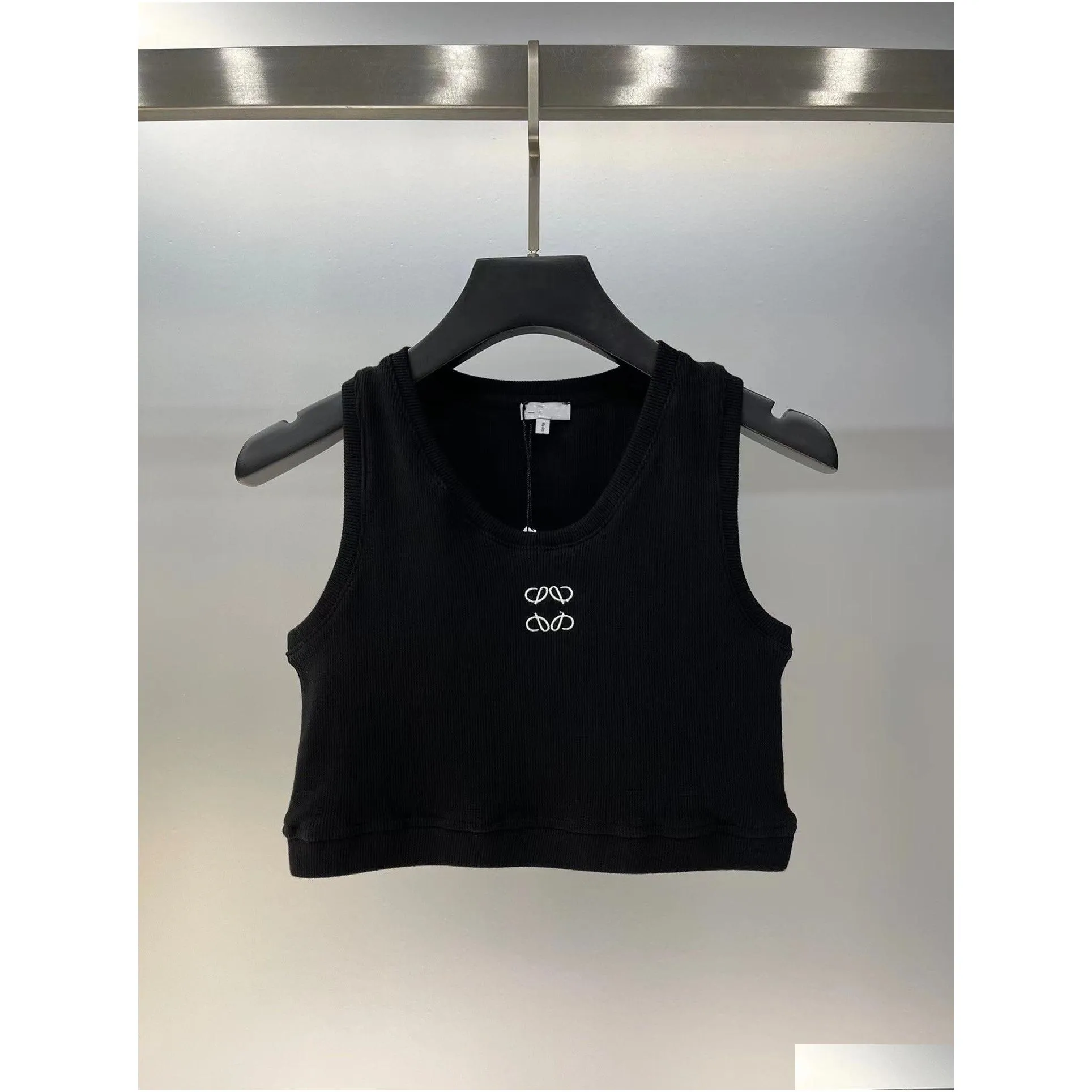 Cropped Top T Shirts Women Knits Tank Top Designer Embroidery Vest Sleeveless Breathable Knitted Pullover Womens Sport Tops Summer Short