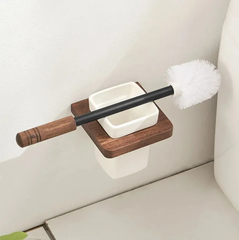 Toilet Brushes Holders Walnut Bathroom brush holder wall mount black bathroom hardware cleaning kit toilet brush closet bowl brush