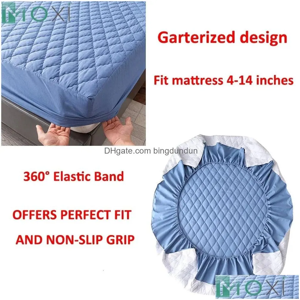 100% Waterproof Thicken Mattress Protector Cover Non-slip Fitted Bed Sheet Pad Bed Cover Single Double Bed Queen King Size 1Pc 240411