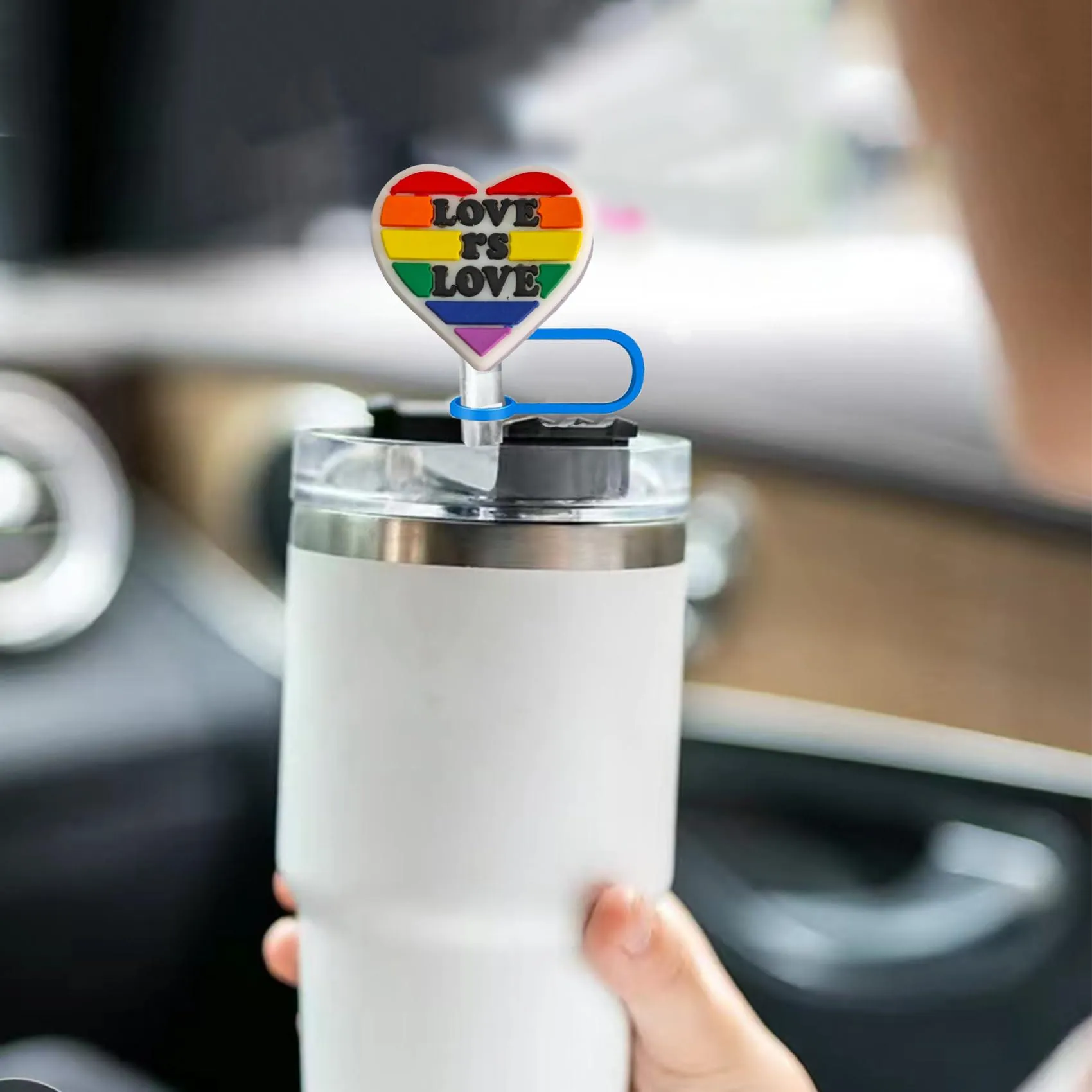 rainbow 24 straw cover for  cups dust-proof reusable topper cup accessories shape covers drinking tip fit tips protectors