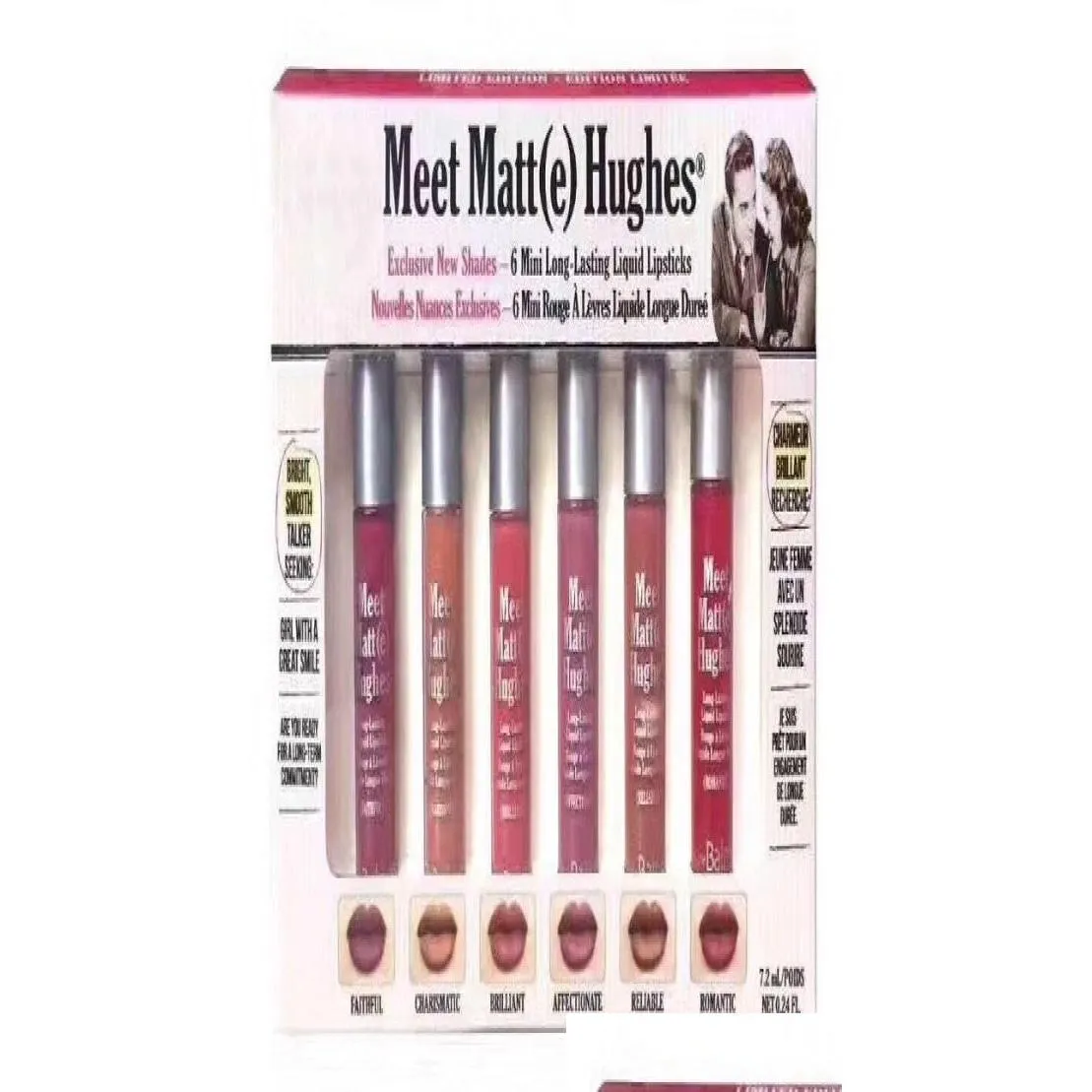 Makeup Matte Lip Gloss Meet Matte Hughes Mini set Long Lasting Liquid Lipstick with the Brand in stock 6pcsset9344538