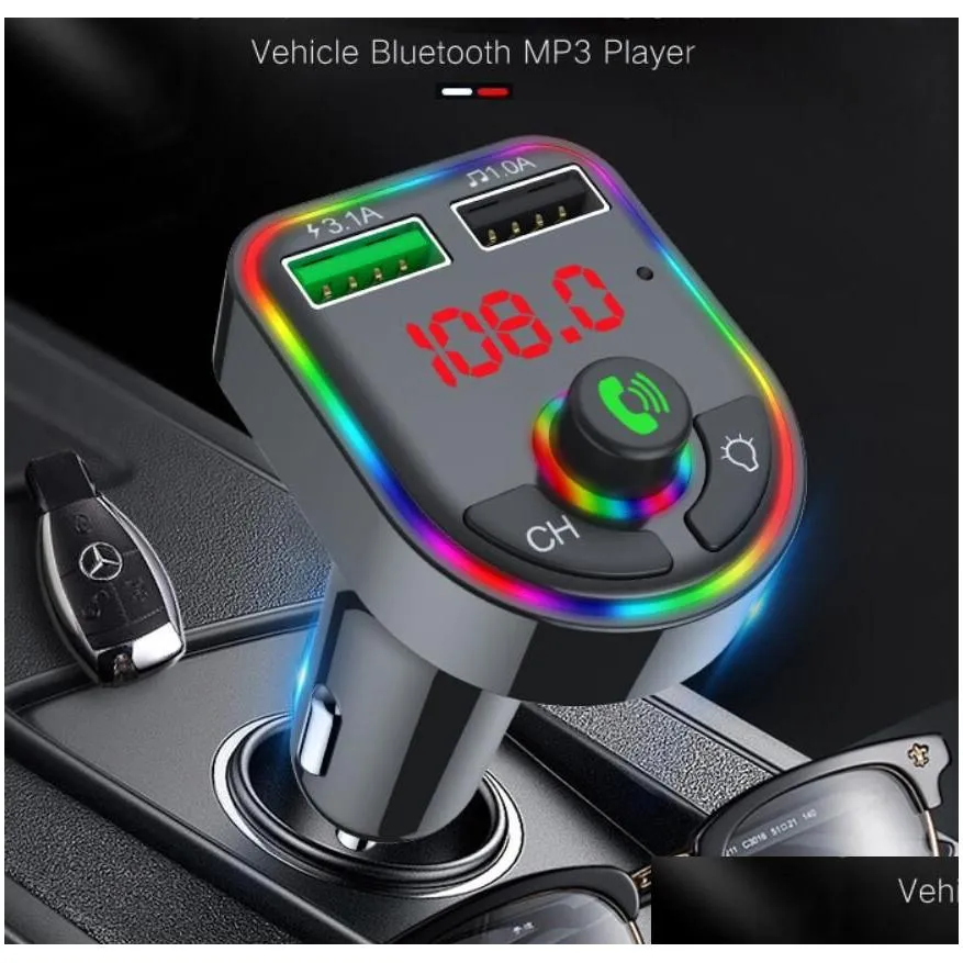 Acura radio C12 C13 F5 F6 Car Bluetooth 5.0 FM Transmitter Wireless Handsfree Audio Receiver MP3 Player RGB light USB Type-c 