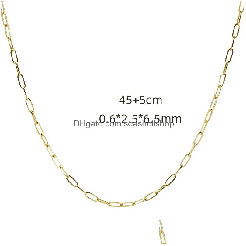 18K gold plated titanium steel paper clip finished chain fashion stainless steel necklace visual accessory