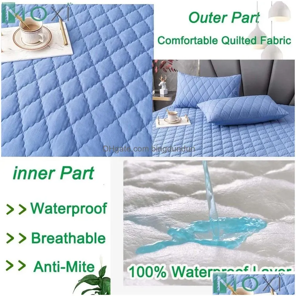 100% Waterproof Thicken Mattress Protector Cover Non-slip Fitted Bed Sheet Pad Bed Cover Single Double Bed Queen King Size 1Pc 240411