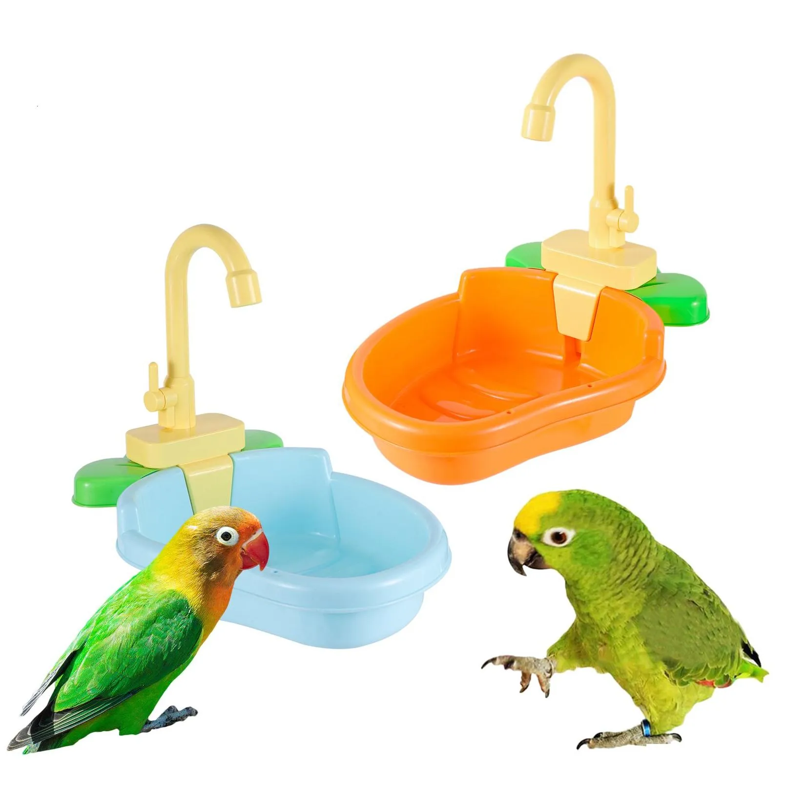 Other Pet Supplies Bird Bath Tub Parrot Automatic Bathtub with Faucet Bird Shower Bathing Tub Bird Feeder Bowl Parrot Automatic Bathtub Pool Supply