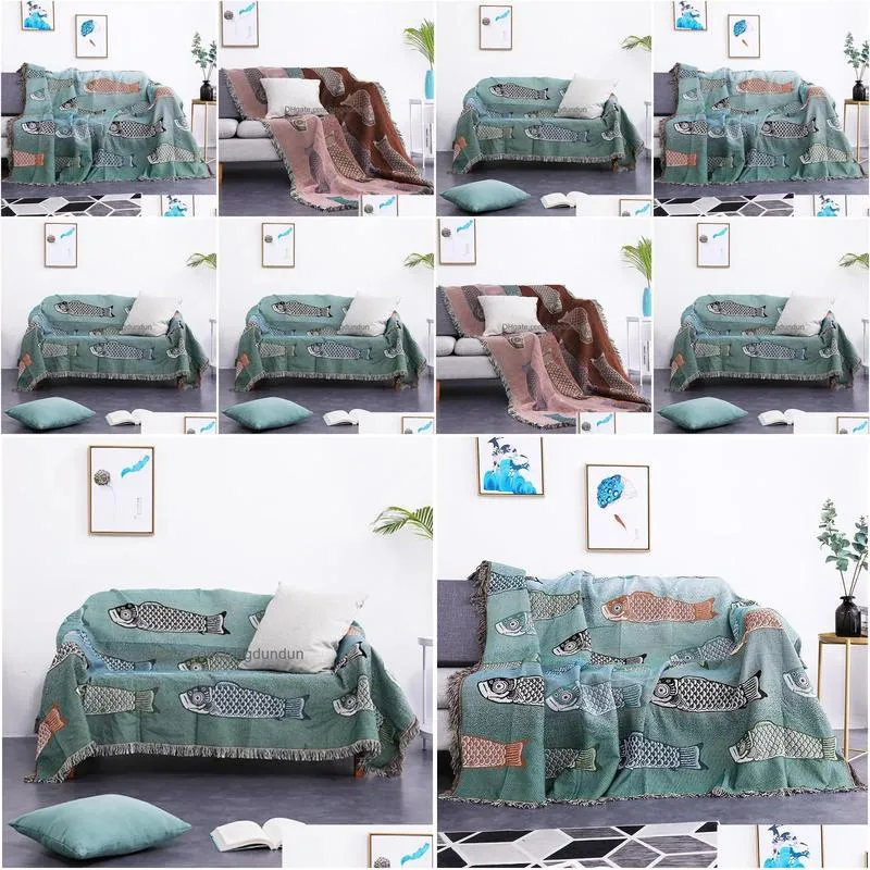 Blanket Textile City Ins Modern Simple Koi Fish Pattern Sofa Towel Home Decor Throw Comfy Soft Carpet Dust proof 230809