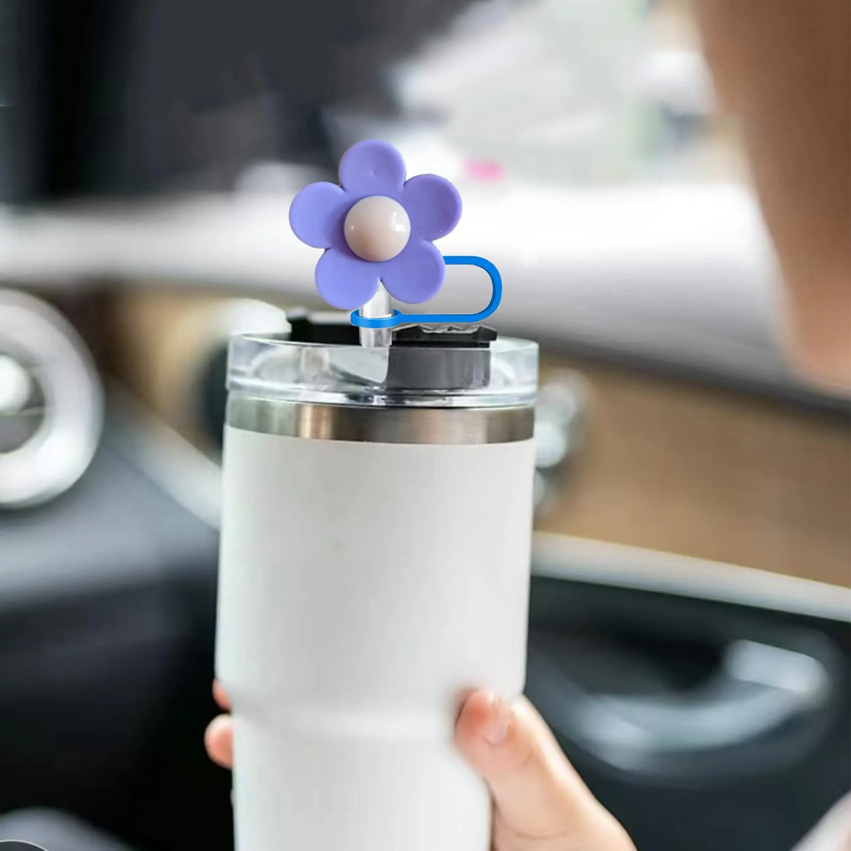 flower 2 12 straw cover for  cups covers cap fit cup topper compatible with lid and caps reusable silicone