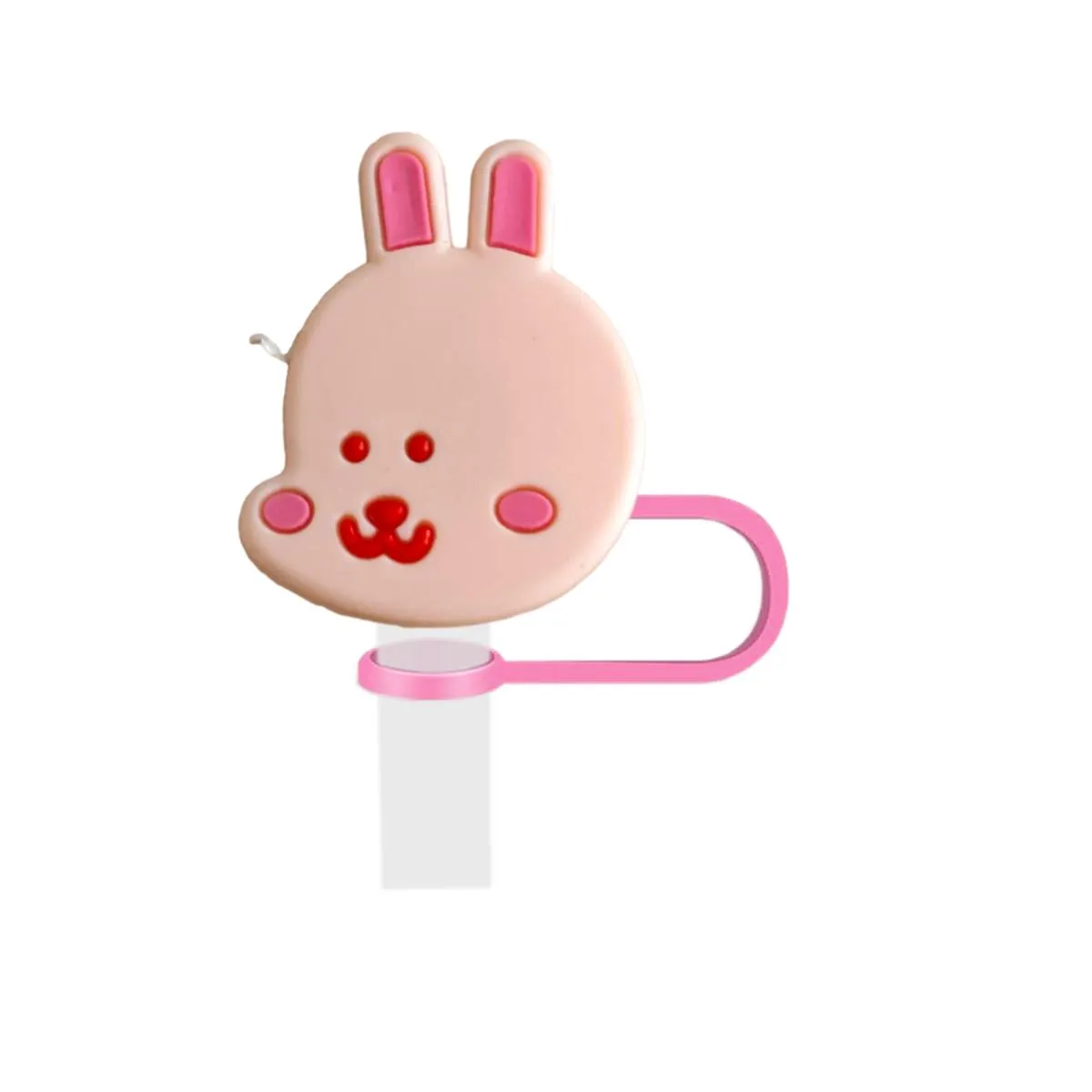 rabbit straw cover for  cups 10mm cap cup 30 oz 40 reusable dust-proof topper compatible with simple modern and tumbler cute silicone tips lids protectors caps