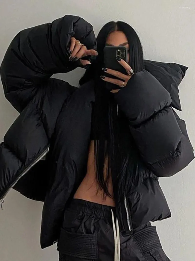 Women`s Trench Coats Woman Fall Winter Warm Cotton Black Parkas High Street 2023 Female Scarf Collar Thicken Down Jacket Quilted Coat