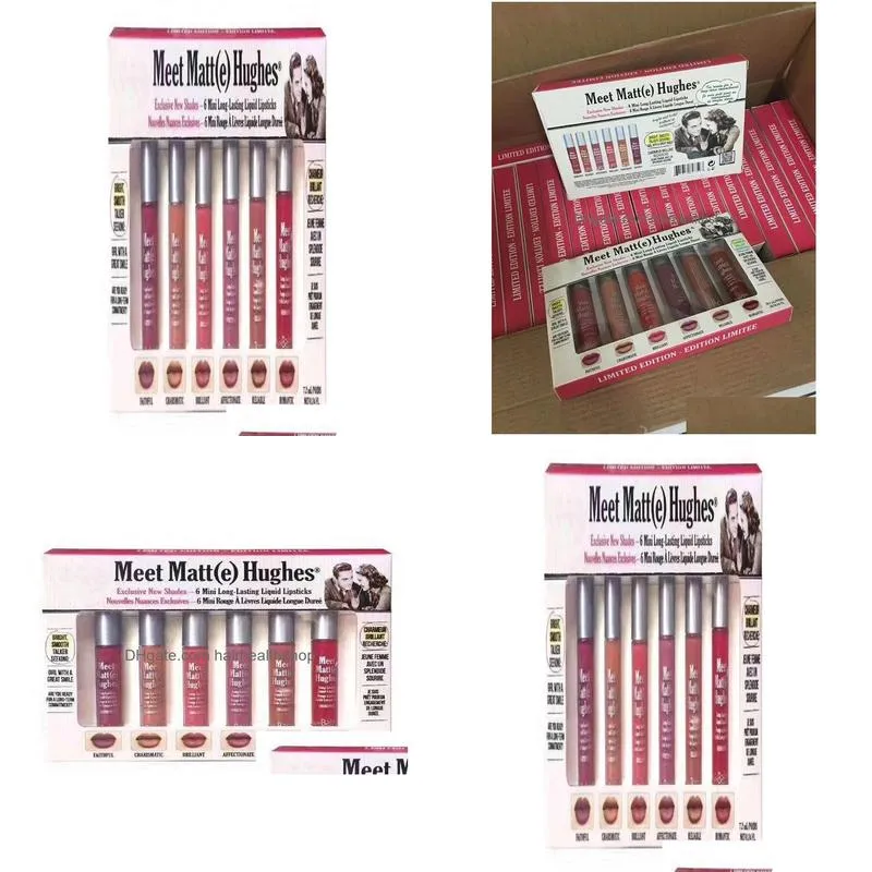 Makeup Matte Lip Gloss Meet Matte Hughes Mini set Long Lasting Liquid Lipstick with the Brand in stock 6pcsset9344538