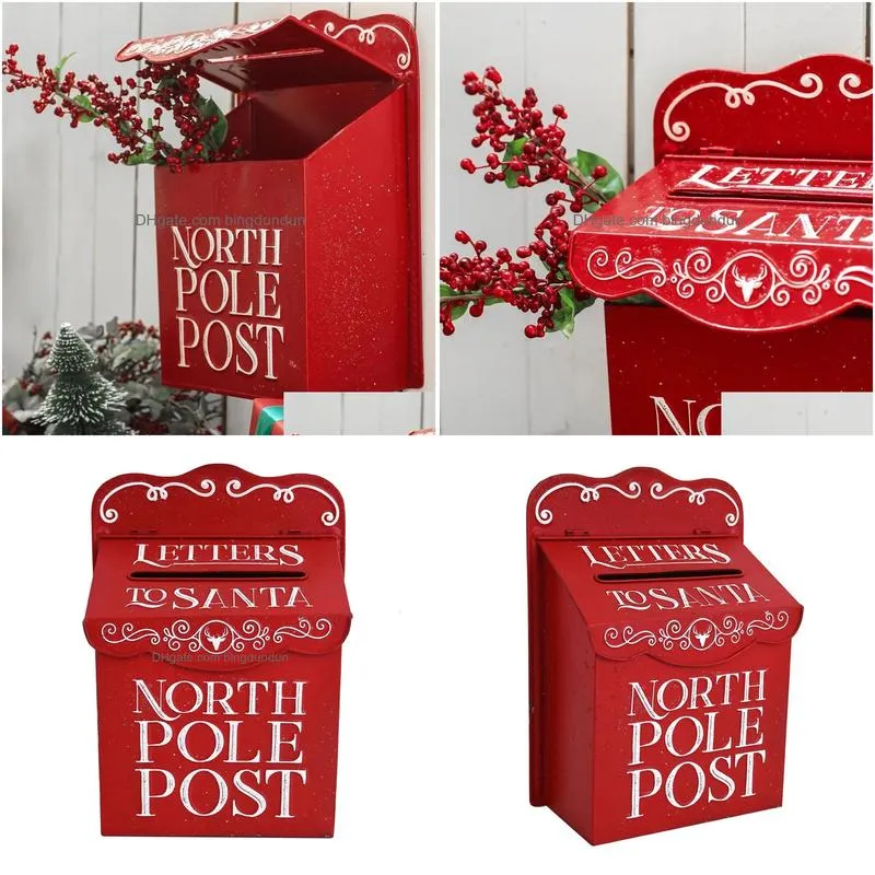 Garden Decorations Outdoor Metal Mailbox Christmas Leaving Message Post Box Wall Mounted Farmhouse Design North Pole 231124