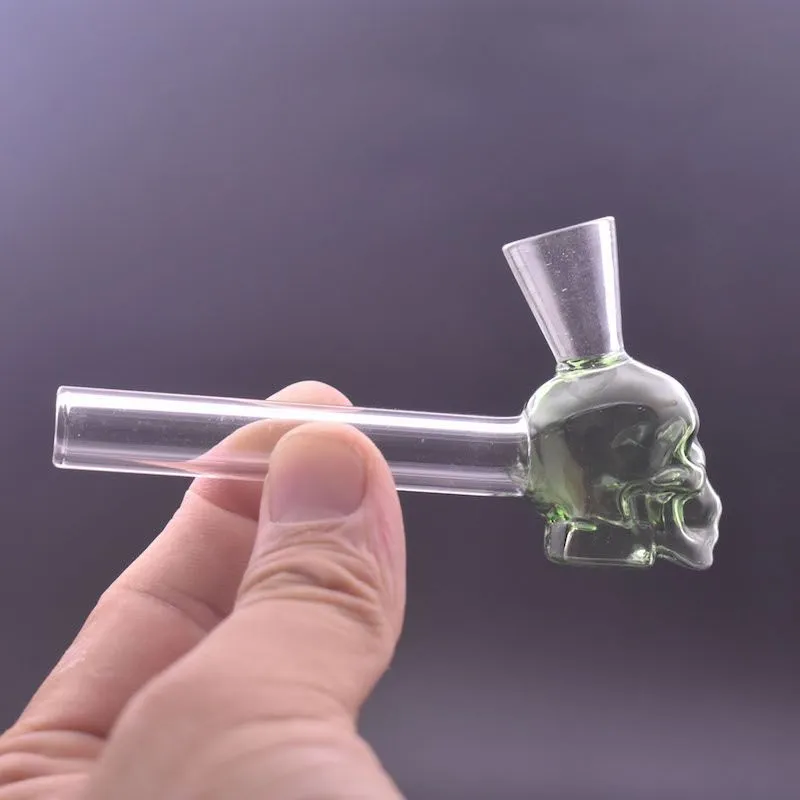 Wholesale Creative smoking tube hand nail pipe.Newest Skull 4inch mini cheap thick heady glass oil burner pipes with funnel