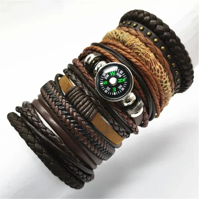 Charm Bracelets 10 Pcsset Black Wrap Woven Fashion Handmade Men Male Women Leather Bangle Wholesale Jewelry Gift 231012