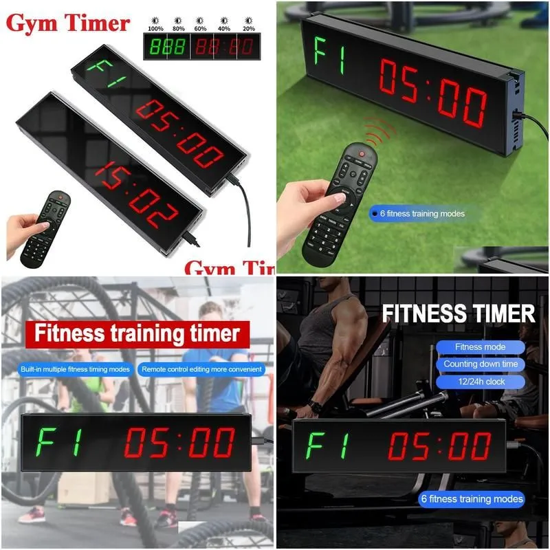 Kitchen Timers Kitchen Timers Led Large Sn Gym Timer 1.5Inch Digital Training Studying Count Down/Up Alarm Clock Remote Control Sport