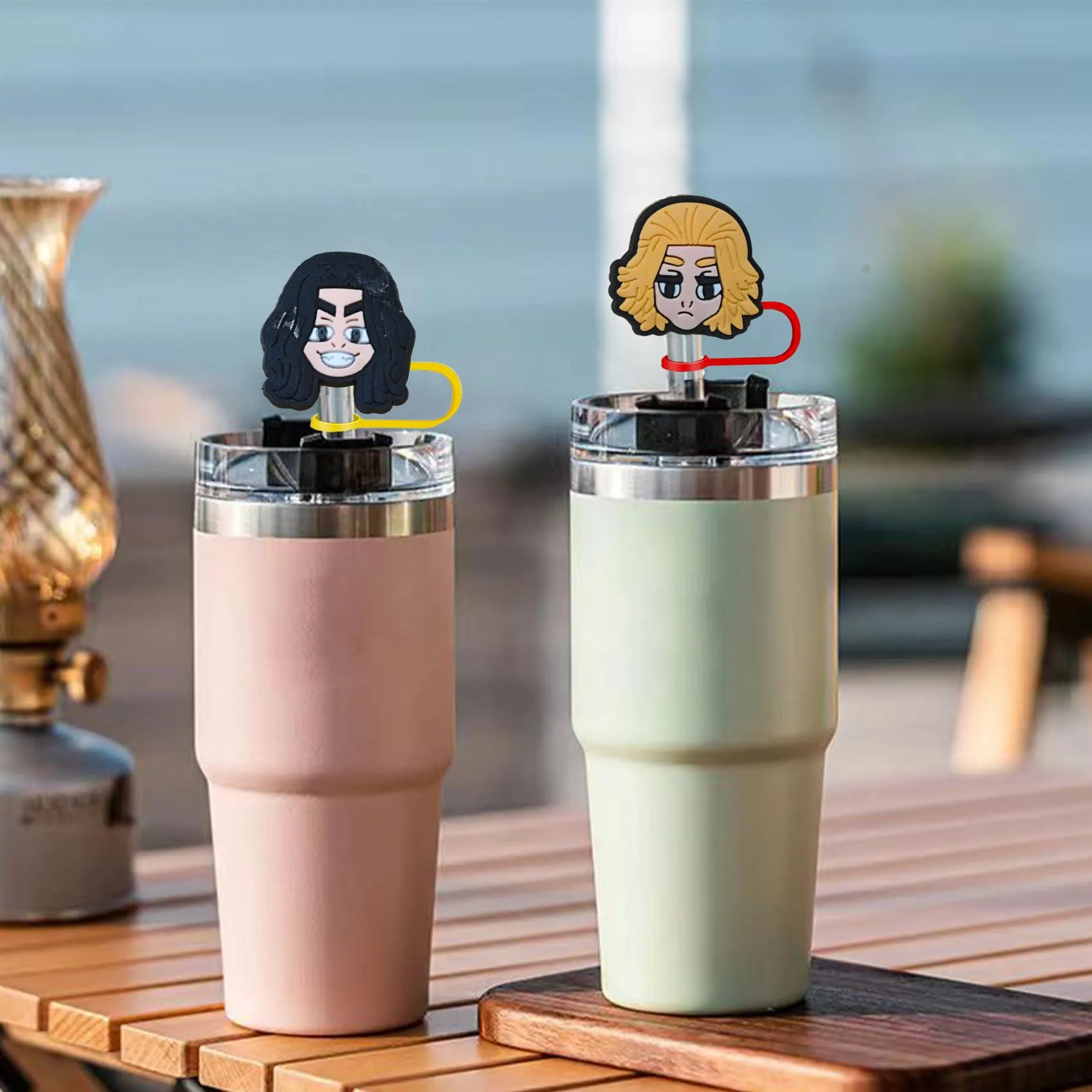 cartoon head straw cover for  cups reusable silicone covers tumbler accessories dust-proof tips protectors 10mm cap cup 30 oz 40 0.4 in/10mm straws