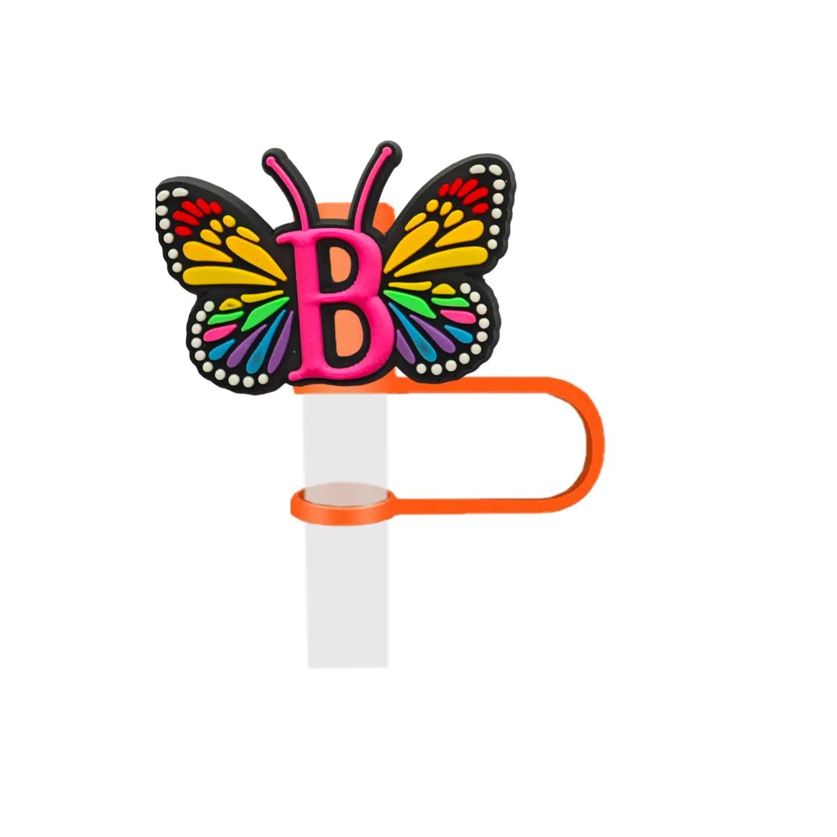 letter butterfly straw cover for  cups caps soft silicone 8mm straws reusable tips lids 40 30 20 oz 30 40 tumbler