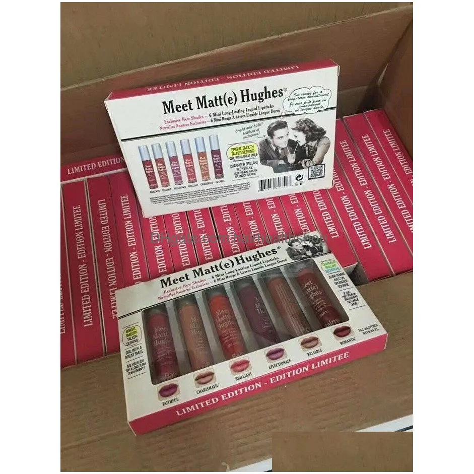 Makeup Matte Lip Gloss Meet Matte Hughes Mini set Long Lasting Liquid Lipstick with the Brand in stock 6pcsset9344538