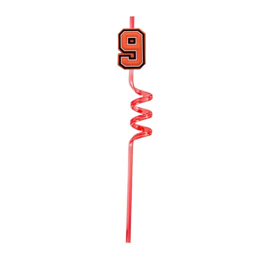 orange number 11 themed crazy cartoon straws plastic drinking for childrens party favors new year girls sea reusable straw
