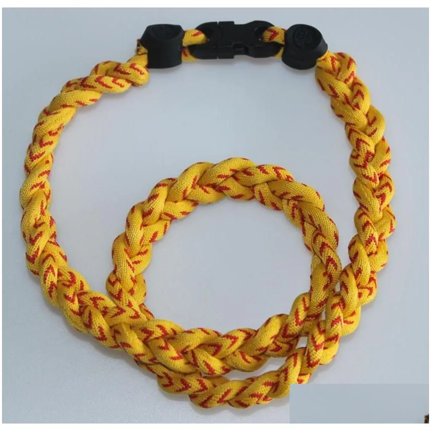 Titanium Sport Accessories baseball necklace art braided rope twist ropes white with red stitch sports germanium tornado braide