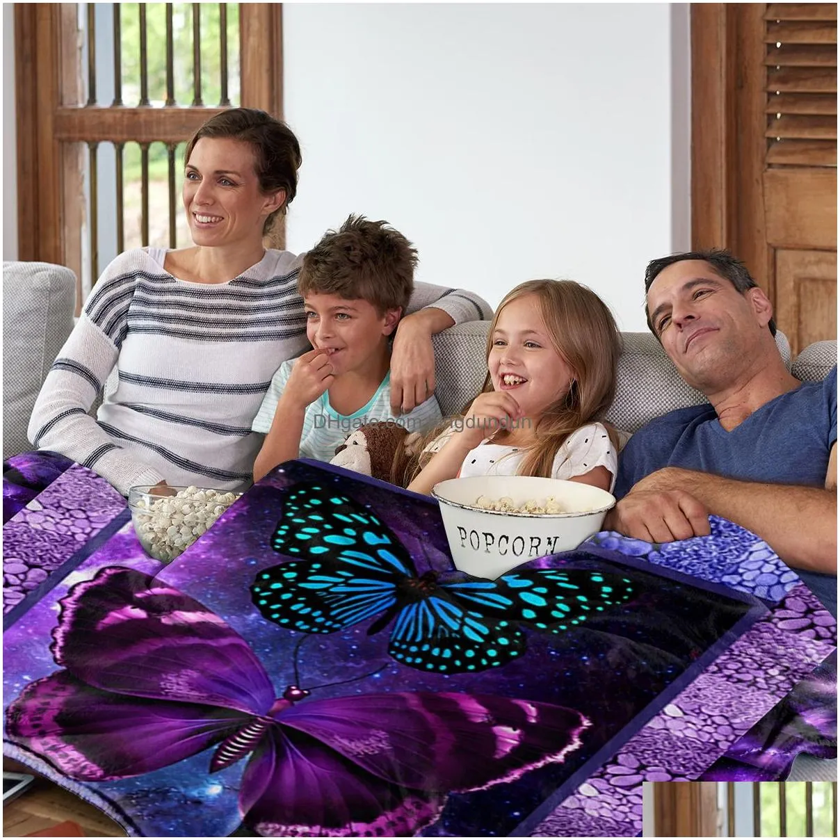 Blankets Butterfly Throw Blanket Purple and Blue Design for Kids Adults Cozy Couch Sofa Bed Living Room 230923