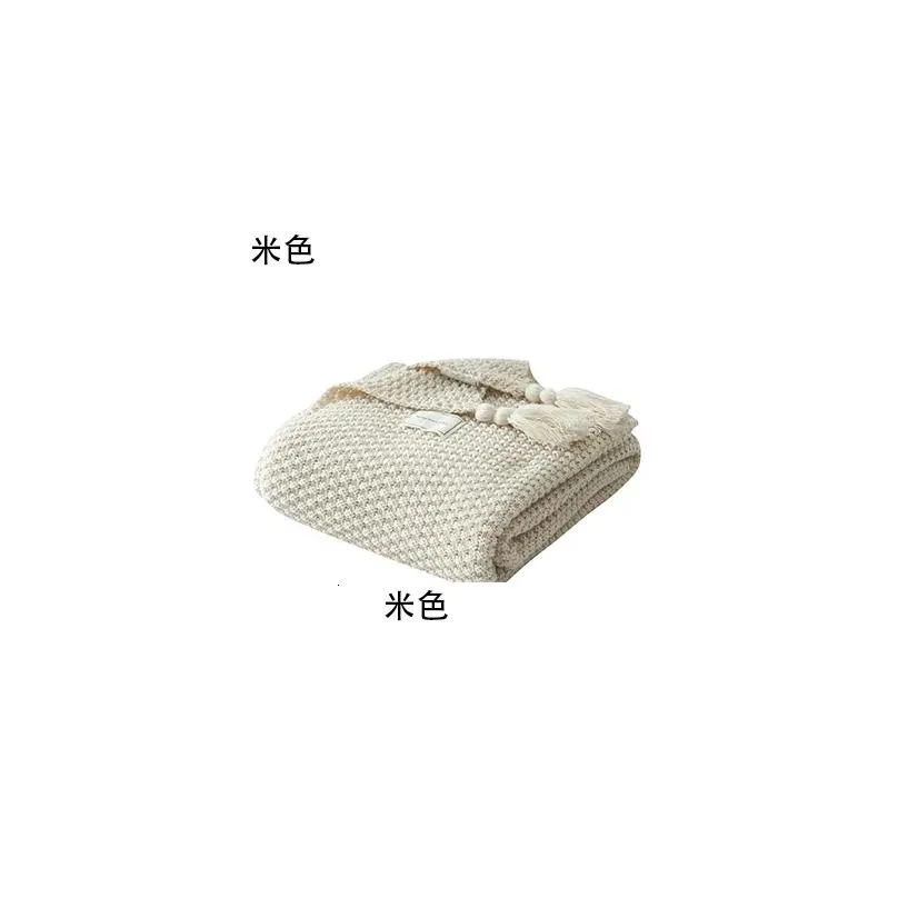 blankets thread blanket with tassel solid beige grey coffee throw blanket for bed sofa home textile fashion cape knitted blanket