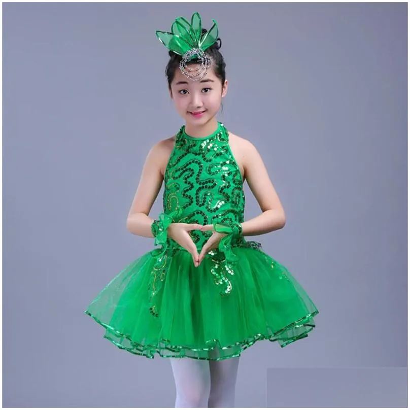 stage wear girls ballet dance dress ballerina for kids gymnastics leotard green competition tutu performance toddler dancing