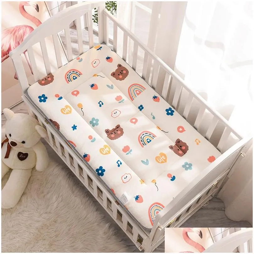 Bedding Sets Baby Crib Set 120X60Cm Toddler Bed Mattress Pad Fleece Breathable Boys Girls Cartoon Room Cute Floor Play Mat Drop Deli Dhli5