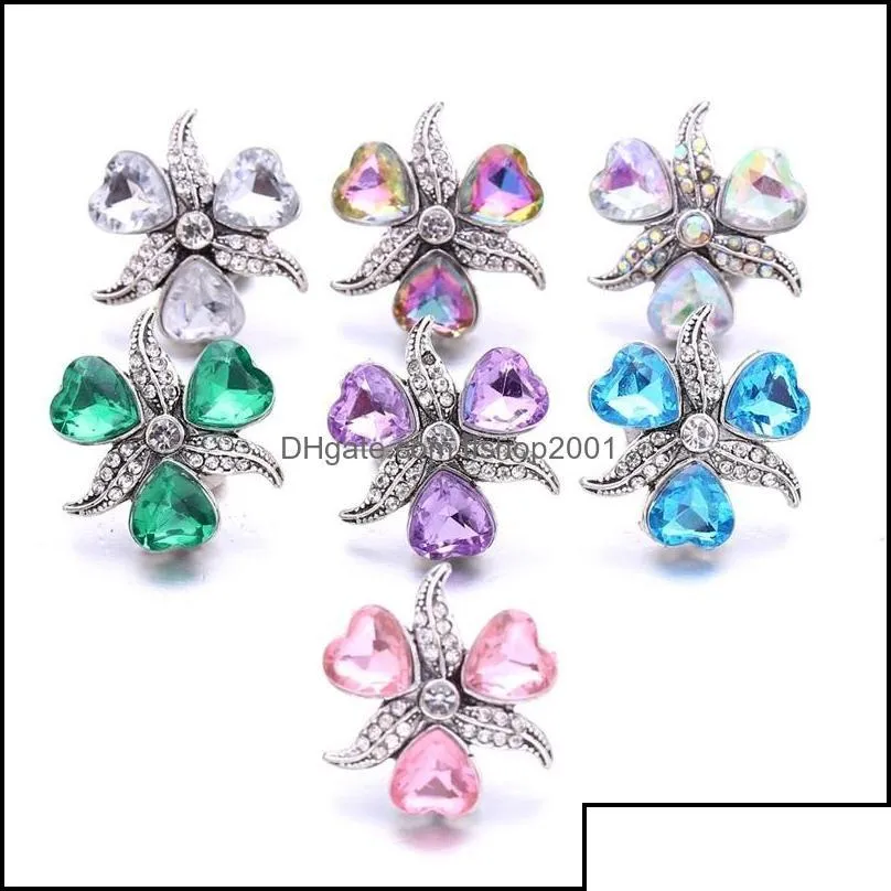 Charms Wholesale Crystal Heart Sier Color Snap Button Women Jewelry Findings Rhinestone 18Mm Metal Snaps Buttons Diy Brace Ffshop2001