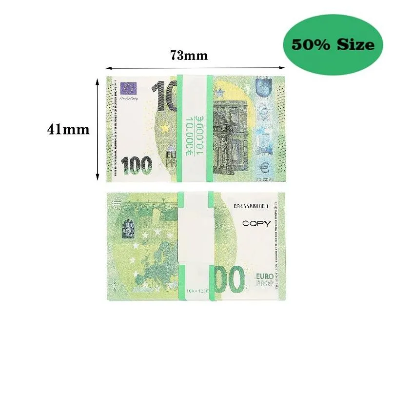 Wholesale Top Quality Billet Euro Copy 10 20 50 100 Party Math Fake Banknotes Notes Faux Euros Play Collection Gifts Realistic Double Sided Stack Full